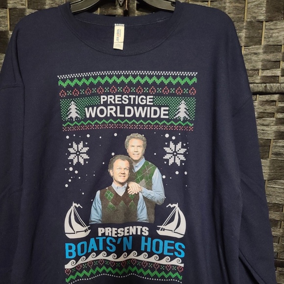 Prestige Worldwide Boats and Hoo Step Brothers Ugly Christmas Mens Long Sleeves - Picture 1 of 3